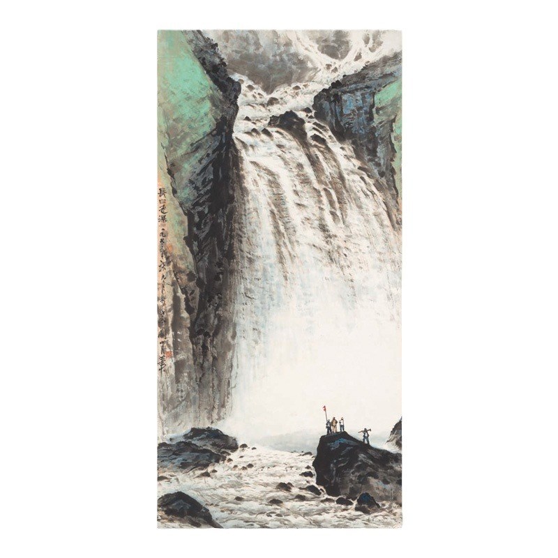 中式山水挂画玄关装饰画流水风景走廊壁画批发客厅瀑布墙画家居