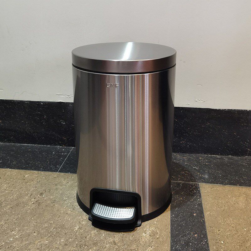 南方圆形平盖时尚静音脚踏式垃圾桶大厅客厅5L8升12L有盖垃圾筒