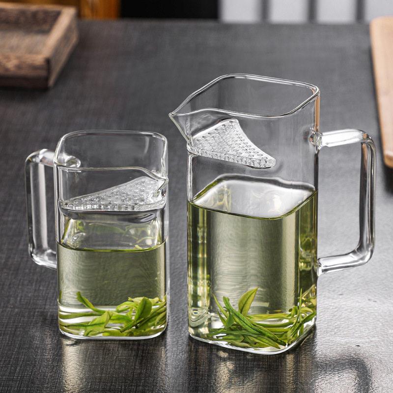 工厂好物加厚杯茶月牙一体茶器分方形公道玻璃过滤漏绿茶茶杯茶具