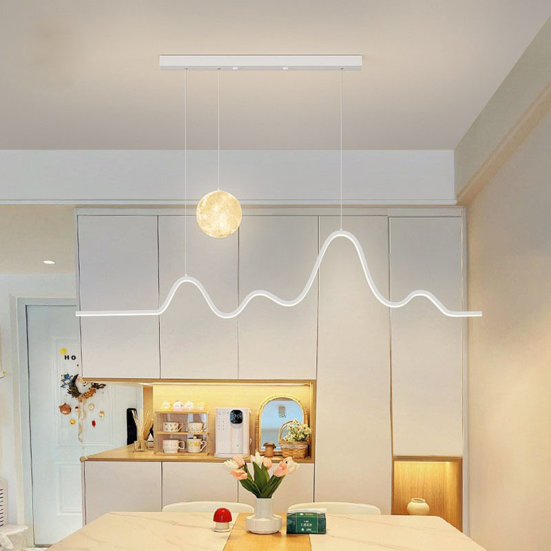 全光谱中山餐厅吊灯轻奢饭厅餐桌家居吧台灯具现代简约月球灯