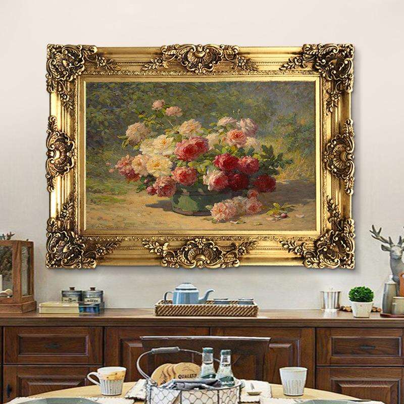 世界名画欧式印象花卉油画客厅玄关装饰画餐厅壁美式复古轻奢挂画