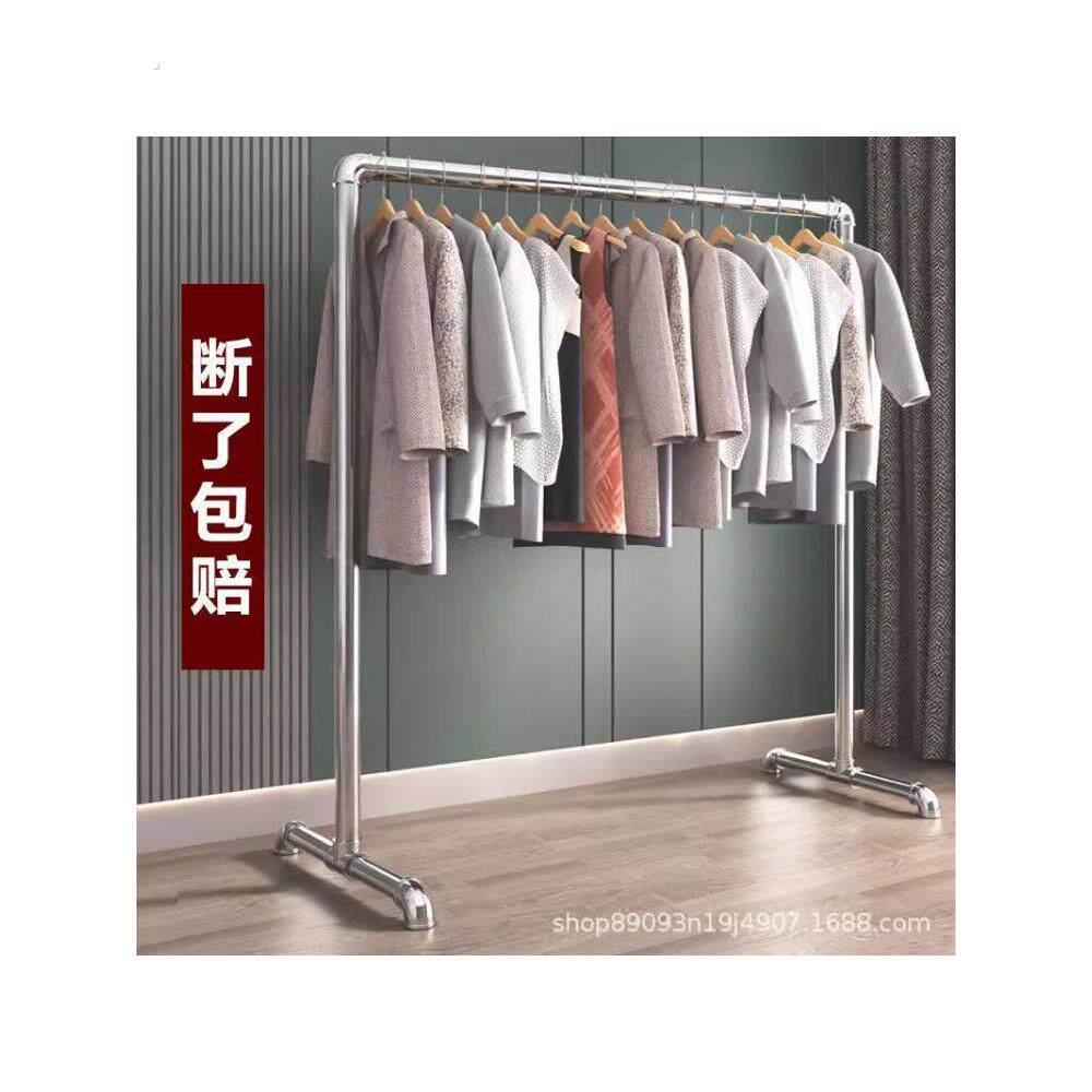 网红晾衣架304厚钢管晾衣架晾衣架晾被子单杆不锈钢镀锌卧室地板