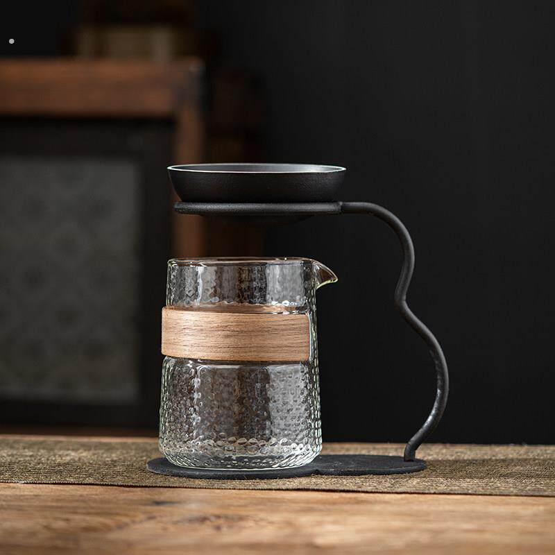 晨翔黑陶茶漏一体滤茶器全瓷漏斗公道杯茶具过滤组分茶懒人易泡架