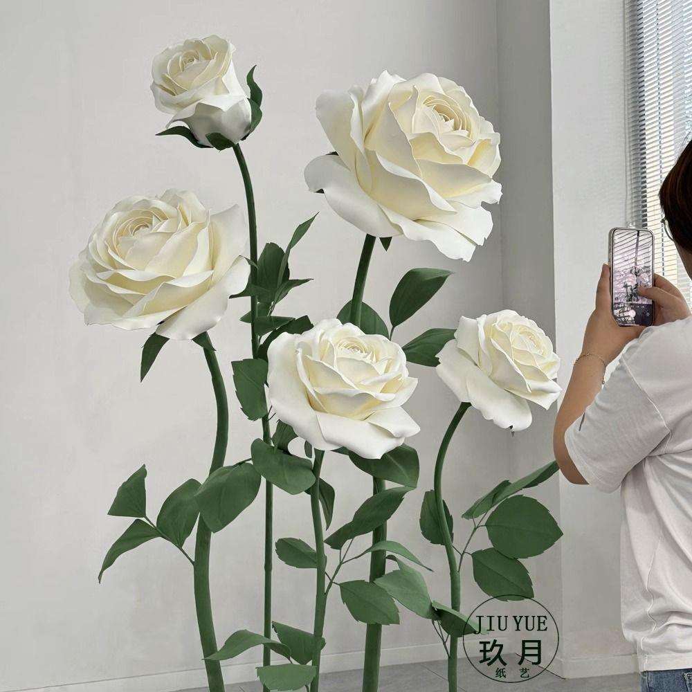 eva巨型纸花玫瑰花大型婚庆纸花橱窗装饰婚礼防水仿真花场景布置