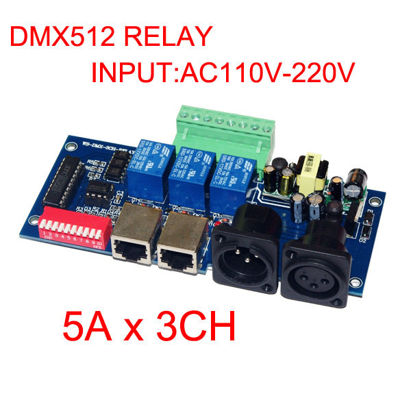 LED解码器3通道继电器110-220V 5A*3CH WS-DMX-RELAY-3CH-KA-BAN