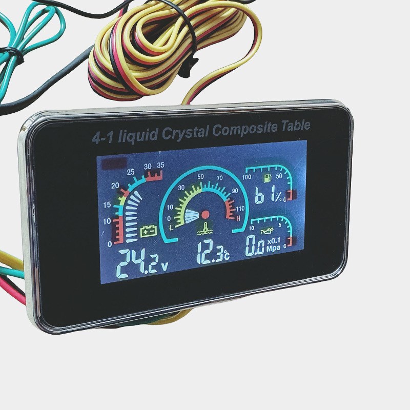 汽车货车12V24V通用改装液晶电子机油水温电压燃油四合一组合表