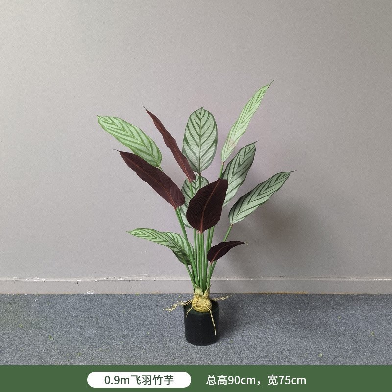 仿真绿植飞羽竹芋盆栽北欧室内家居婚庆装饰大型落地假树盆景