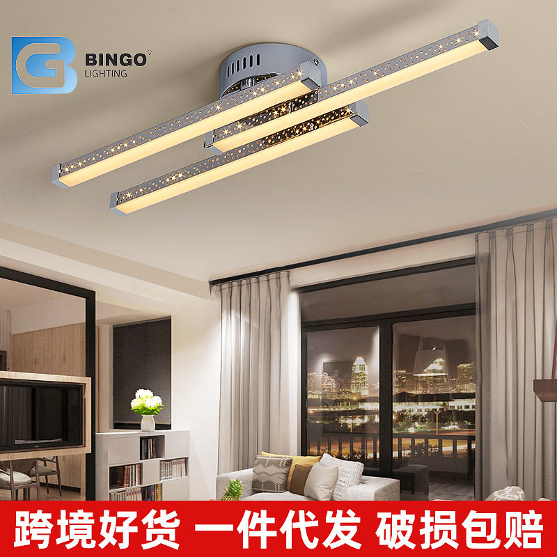 跨境新品LED三条平行镂空灯卧室餐厅吸顶灯 现代简约家装灯具