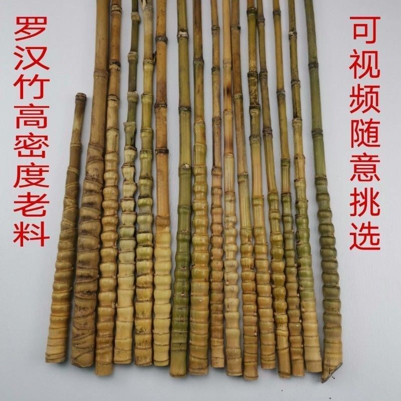 罗汉竹毛料烟杆料龟甲竹罗汉竹文玩手把件竹抄网把件密节老料密节