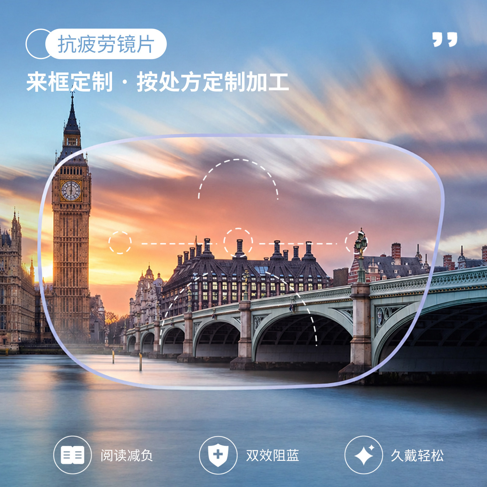 【依视路集团旗下工厂】必然远近两用抗疲劳近视眼镜片免费加工
