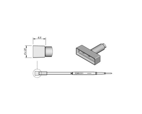 西班牙JBC塑料用烙铁头20x6