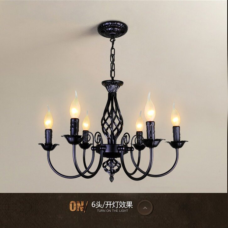 美式复古吊灯创意蜡烛灯复古风简欧仿古灯具店铺卧室灯铁艺工业风