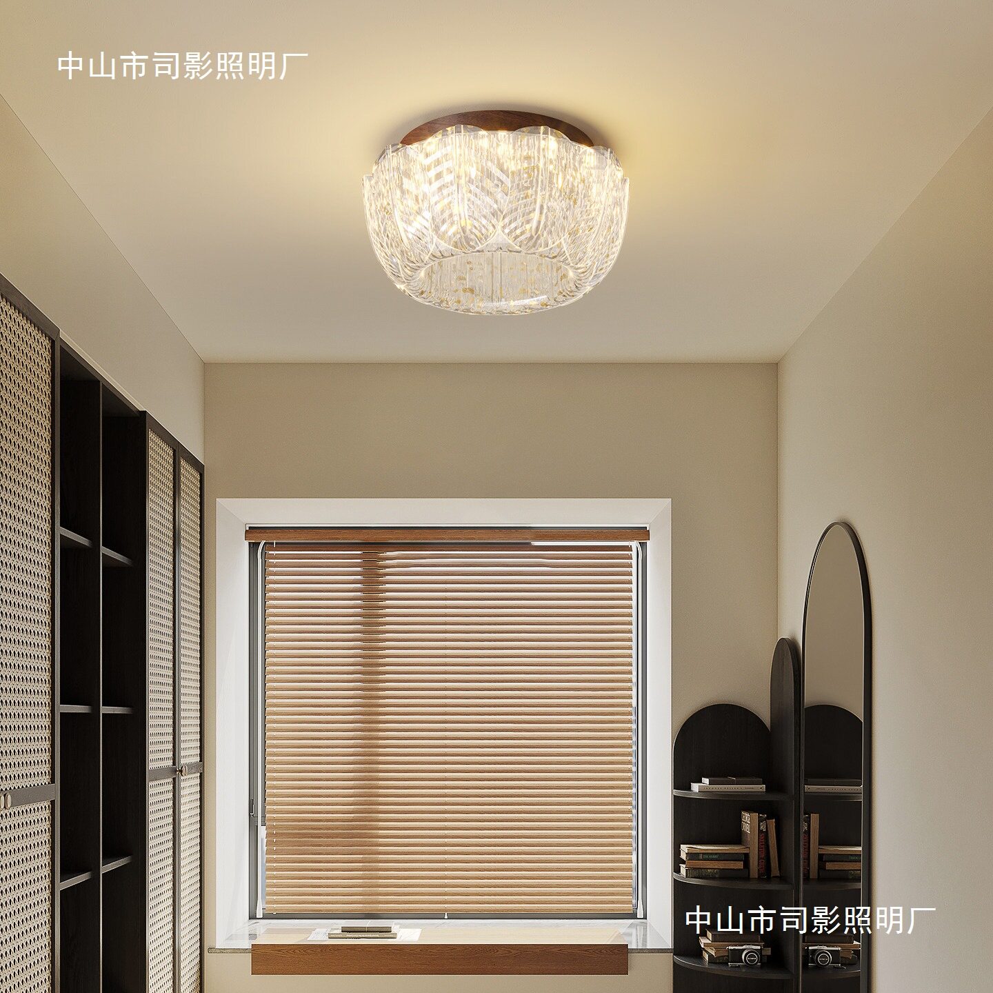 中古风简约现代圆形玄关吸顶灯图片
