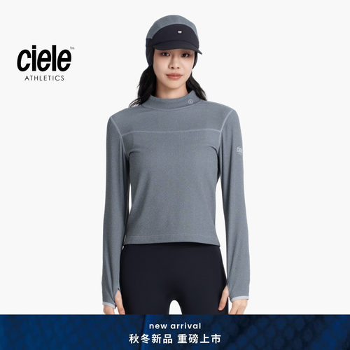 Ciele CW系列防风锁温半高领轻量透气抓绒女子跑步长袖T恤秋冬衫