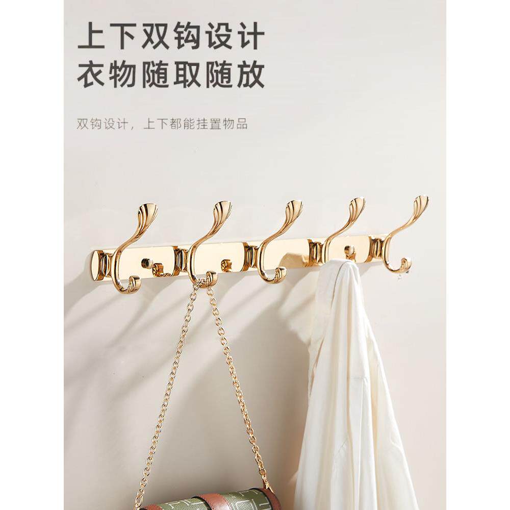 金色挂衣钩高级挂衣架浴室墙上玄关衣帽钩入户门后中覆古衣服挂钩