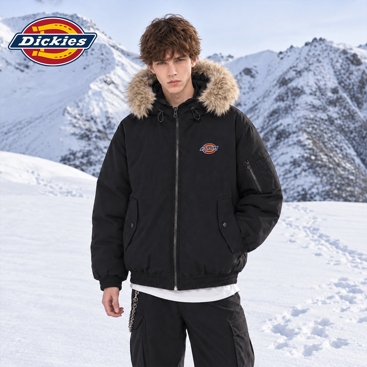 【男女同款】Dickies帝酷适秋冬新款飞行夹克连帽情侣羽绒服外套