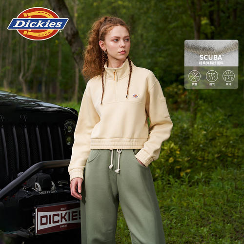 Dickies女式半拉链短款卫衣