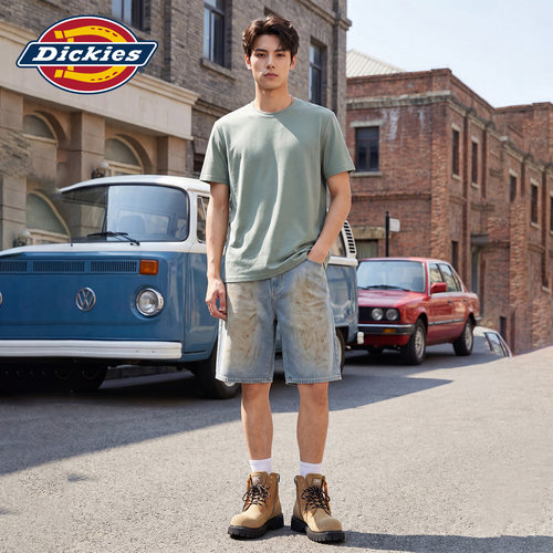 Dickies帝酷适2026夏季新品纯棉男士休闲牛仔短裤做旧脏牛仔短裤