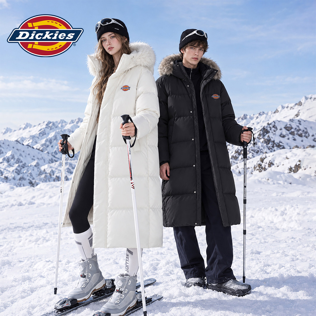 【男女同款】Dickies帝酷适2026秋冬新款情侣连帽毛领长款羽绒服 侣绒实拍商品图