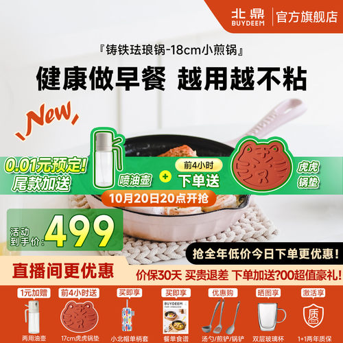 北鼎煎锅铸铁锅迷你珐琅锅
