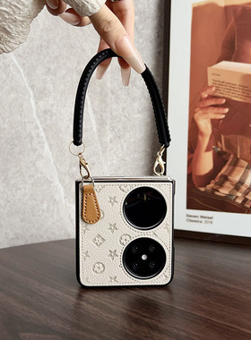 老花适用于华为pocket2手机壳指环创意皮质华为P50 pockets折叠屏手机套