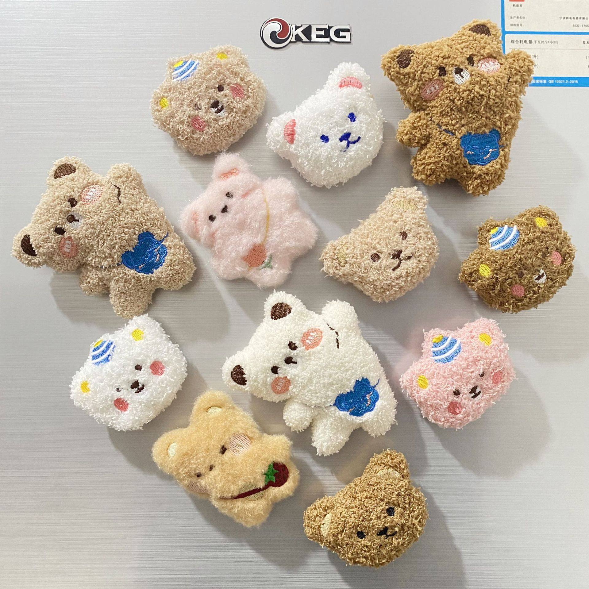 卡通毛绒玩偶冰箱贴3d立体个性创意饰品可爱小熊冰箱装饰磁性贴