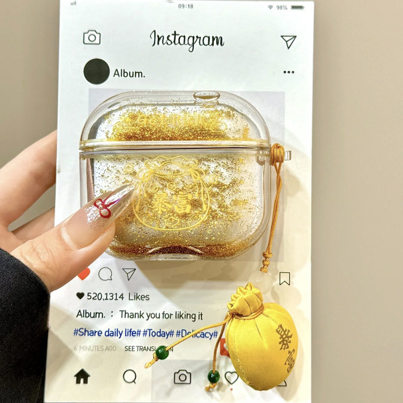 金箔闪粉福袋挂件适用AirPods