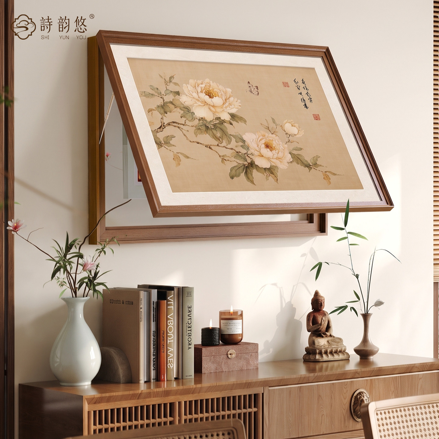 富贵花开宋式美学电表箱装饰画