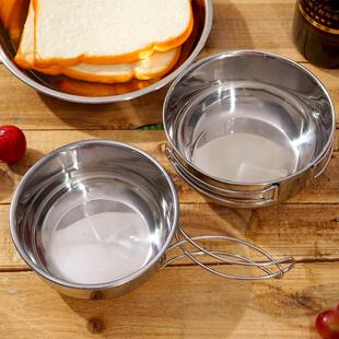 户外不锈钢折叠碗野营多功能野餐套碗炊具登山杯餐具