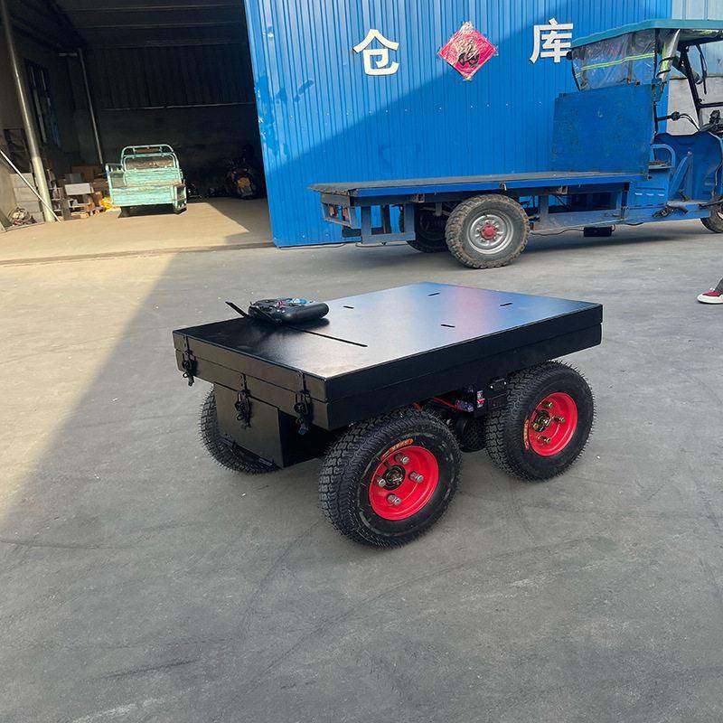全地形重载遥控运输平板车四驱行走轮胎灵活转向可拆卸围栏