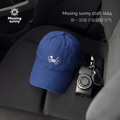 【Missing sunny】克莱因蓝小狗刺绣棒球帽男女夏季显脸小遮阳帽