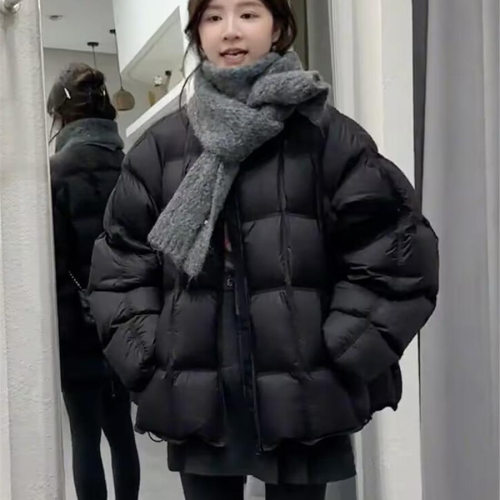 加厚保暖白鸭绒圆领爆款羽绒服女冬季新款宽松显瘦面包服休闲外套
