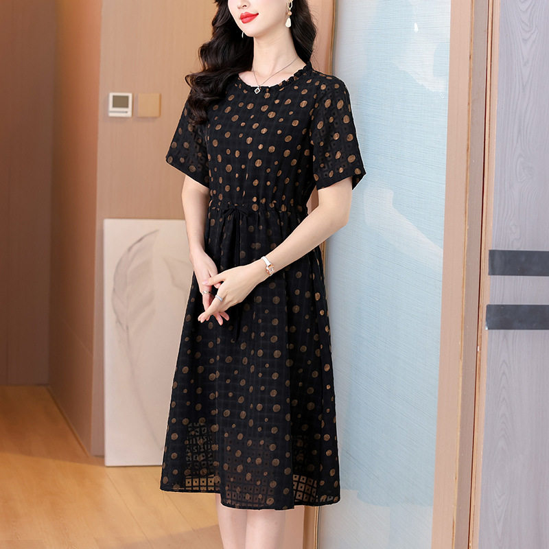 香云纱连衣裙中年妈妈装气质大码桑蚕丝感贵夫人显瘦时尚裙子