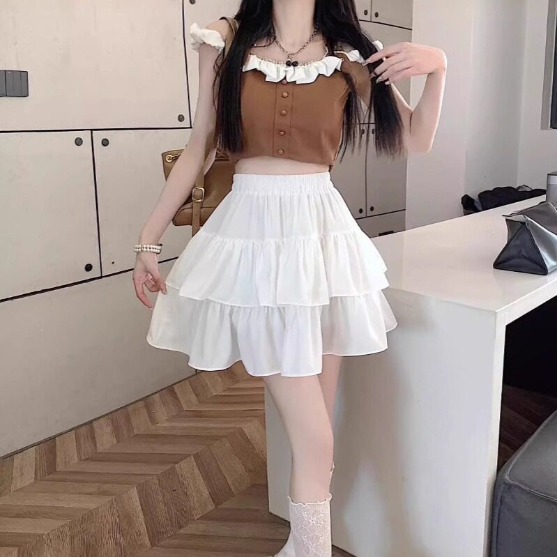 蛋糕裙短款白色短裙女夏季新款芭蕾风小个子半身裙公主蓬蓬裙裤裙图片