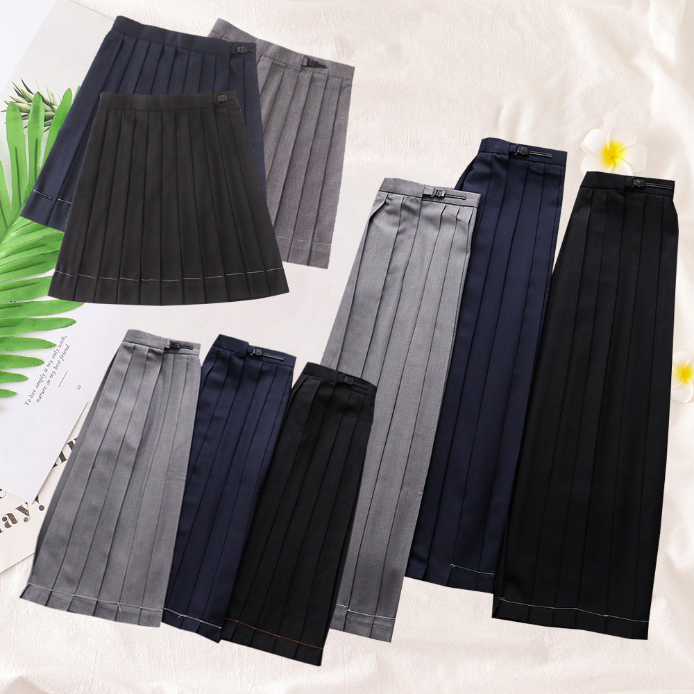 JK制服纯色百褶裙正统JK制服裙学生高腰日系长裙优等生裙