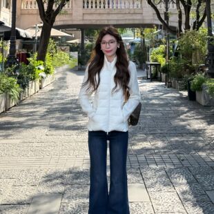 白色排骨轻薄羽绒服女款2025新款冬季内胆修身收腰瑜伽外套内搭女