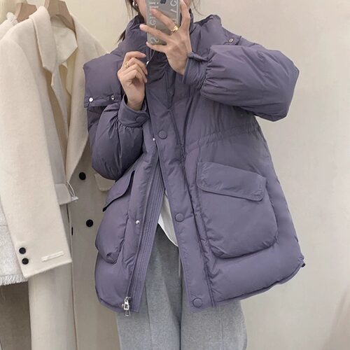 羽绒服女中长款2024冬季新款韩版白鸭绒加厚宽松设计感小个子外套