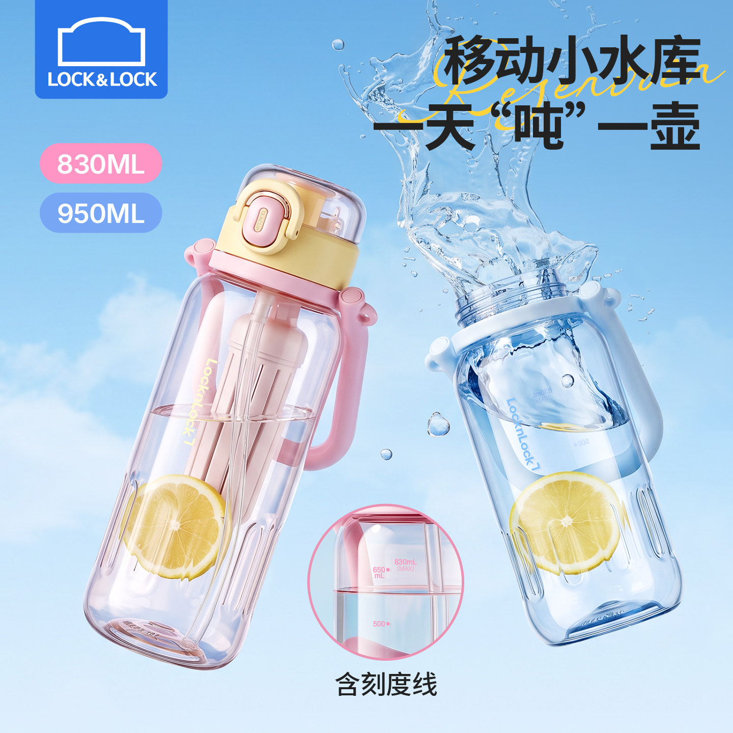 乐扣乐扣大容量运动水杯夏日便携图片