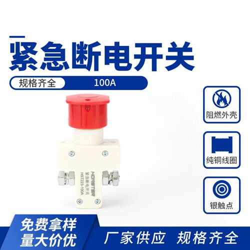 紧急断电开关100A 叉车观光车直流急停断电开关蘑菇头