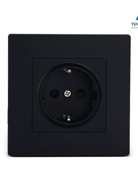 黑色欧标欧规墙壁插座86型16A 250V开关PC面板wall switch socket