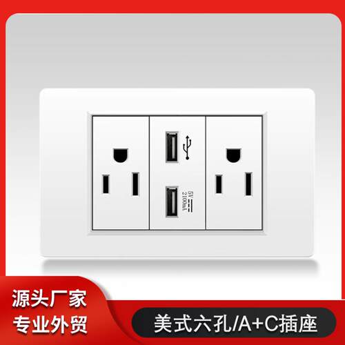 118型开关带USB接口巴西墨西哥意大利美规多功能面板