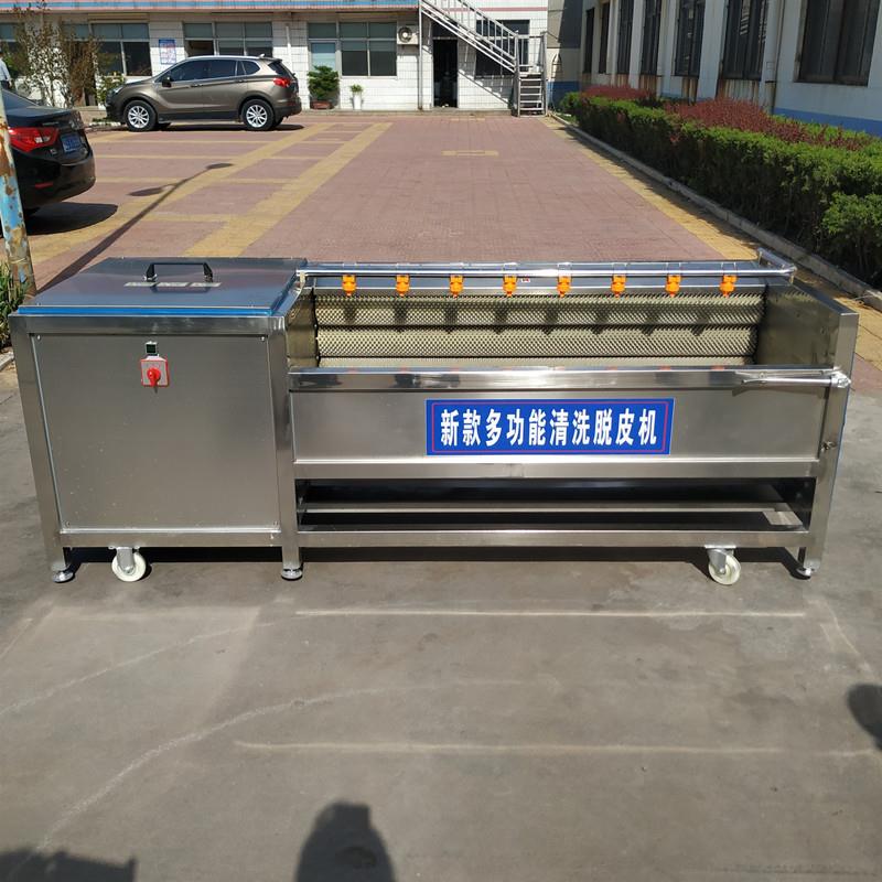 不锈钢大型马蹄清洗机全自动荸荠清洗机平行式莲藕去皮清洗机
