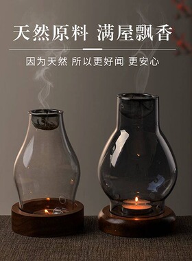 中式沉香檀香玻璃香薰灯