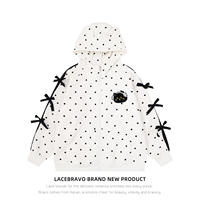 LaceBravo's sweet and cute polka dot hooded sweatshirt, women's bow-decorated casual top, and girlish style coat thumbnail 2