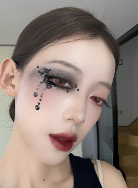 万圣节魔女落泪黑色钻石脸贴