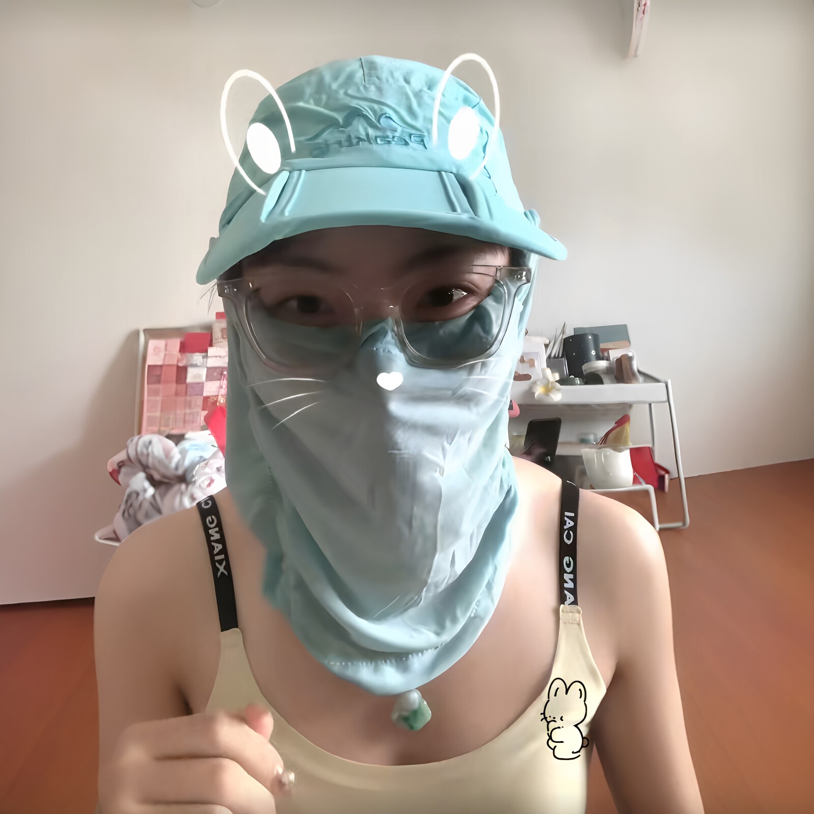 防晒神器！夏季徒步帽子面罩一体360度防晒遮阳帽户外防紫外线帽