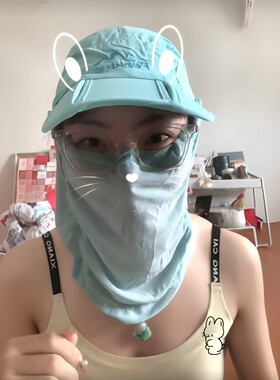 夏季户外360°防晒面罩一体帽