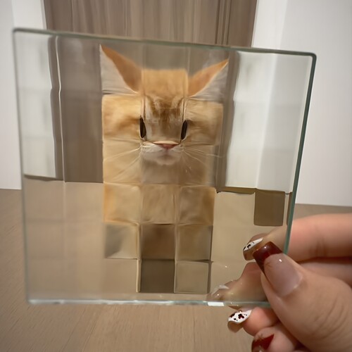 像素猫！马赛克玻璃猫咪拍照道具