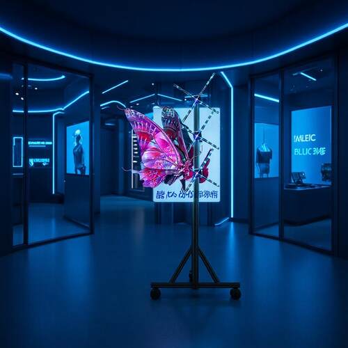455056cm裸眼3d风扇拼接全息投影虚拟数字人悬浮立体LED旋转屏