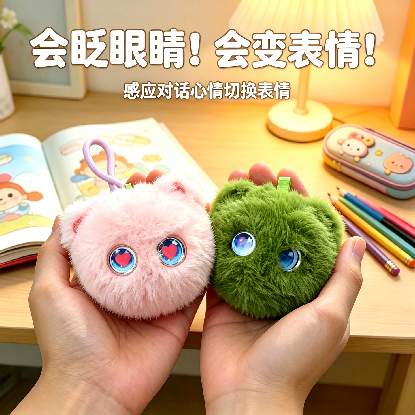 会眨眼强互动AI对话大模型精灵猫咪毛绒电子玩具早教陪伴时尚挂件